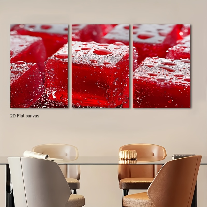 Canvas Wrap Ready - 3개 세트 프레임형 레드 젤리 큐브